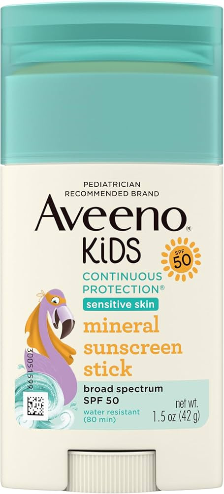 Aveeno Kids Continuous Protection Zinc Oxide Mineral Sunscreen Stick for Sensitive Skin, Face & B... | Amazon (US)