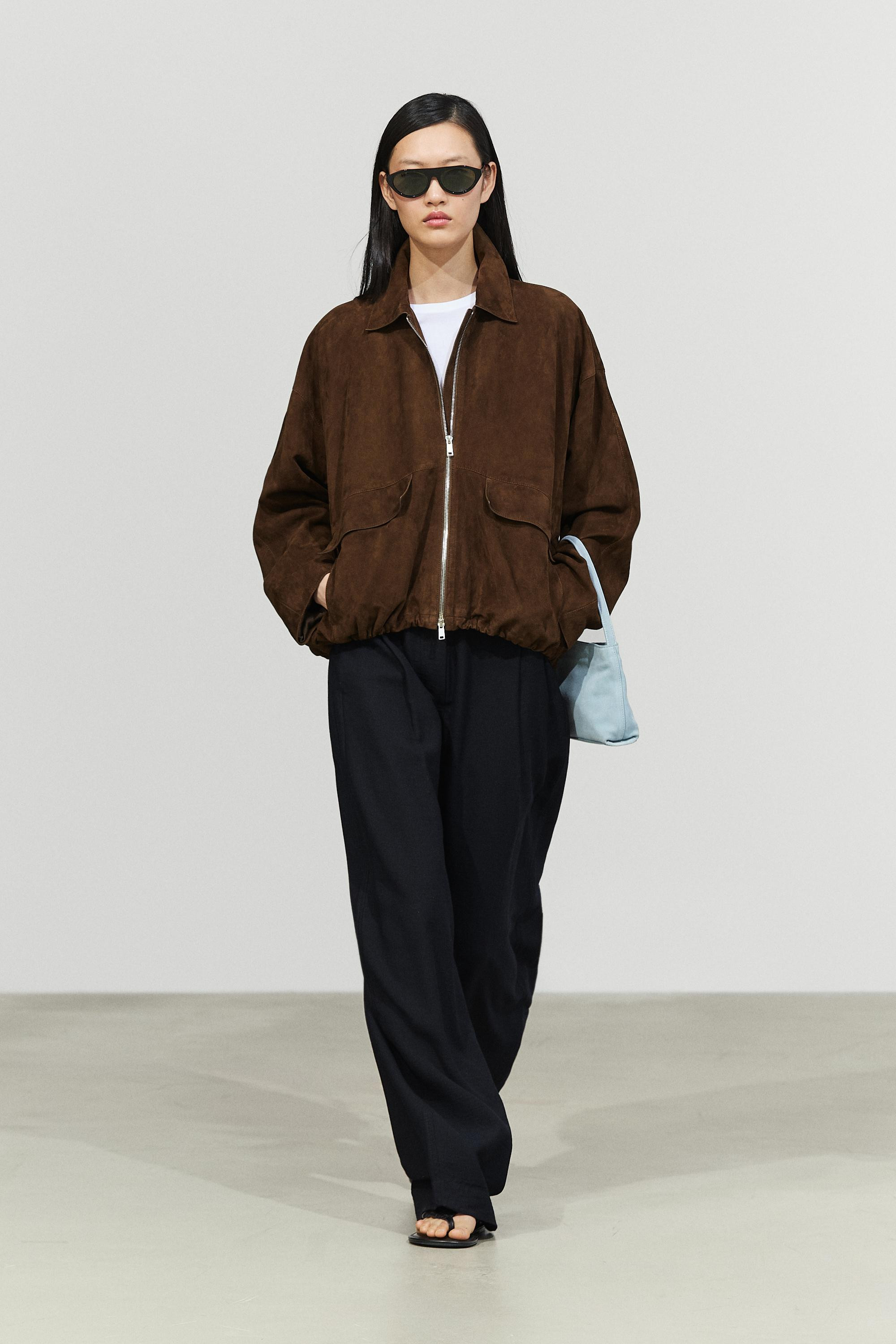 Oversize suede leather bomber jacket | Massimo Dutti UK