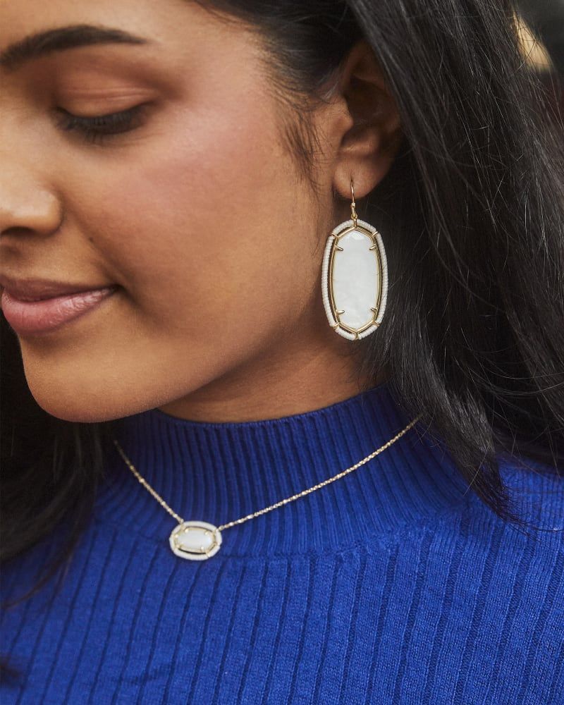 Threaded Elle Gold Drop Earrings in White Mother-Of-Pearl | Kendra Scott