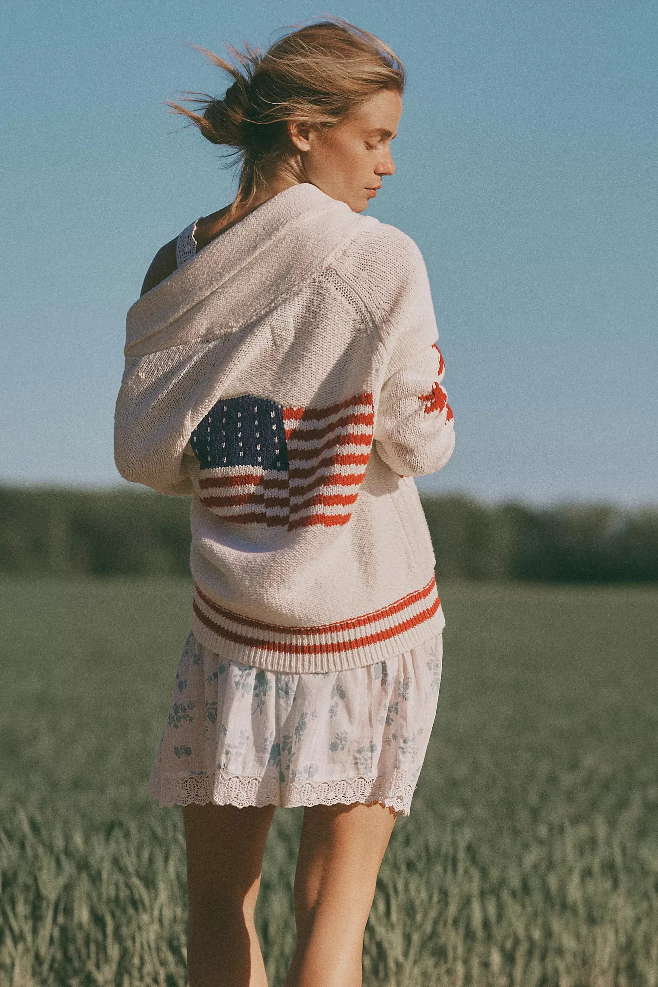 Maeve Shawl Collar American Flag Cardigan Sweater | Anthropologie (US)