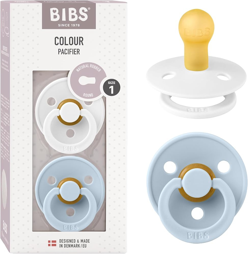 Bibs Pacifiers Color Collection, Set of 2 BPA-Free Latex Pacifiers Made in Europe, Round Nipple B... | Amazon (US)