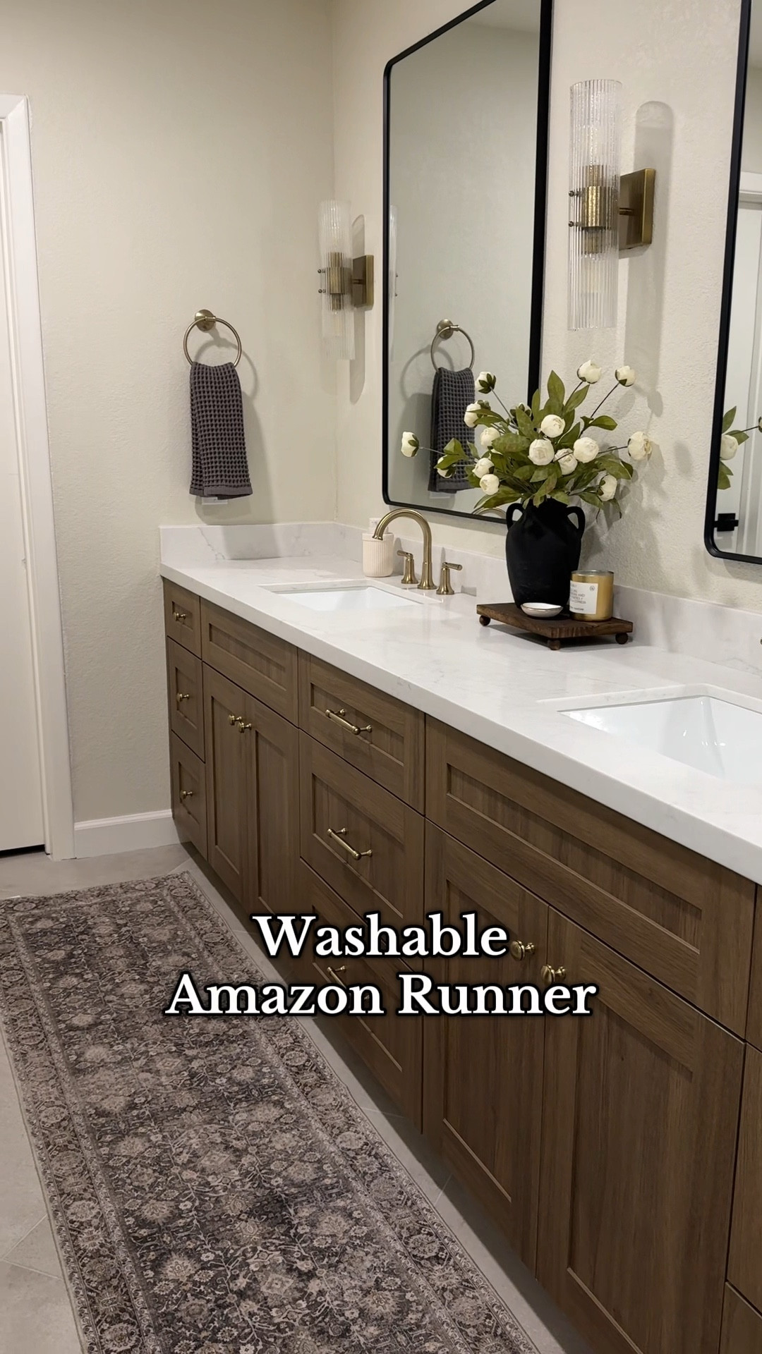 ✨ Modern Bathroom Aesthetic Made Easy! ✨ Transform your space with this washable runner rug from AMAZON 

🛁 It's soft, durable, and SO easy to clean, making it a must-have for any bathroom.

Shown here: 2'x8' runner in black🖤

I listened to the reviewers on this one and went with the "black" color which appears brown in person with accents of charcoal grey. It was the PERFECT fit forer what l was looking for!!
•••
Runner, runner rug, 8ft runner, 8’ runner, 7ft runner, 7’ runner, bathroom runner, bathroom rug, kitchen runner, kitchen rug, entry runner, entry rug, brown rug, warm brown rug, washable rug 
#bathroominspiration #washablerugs #bathroomdecor #interiordesigntips 


#LTKWatchNow #LTKHome #LTKFindsUnder50