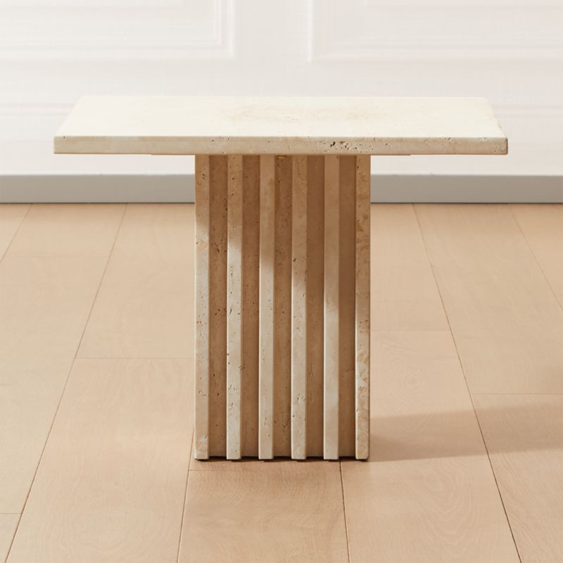 Carve Travertine Large Cocktail Table + Reviews | CB2 | CB2