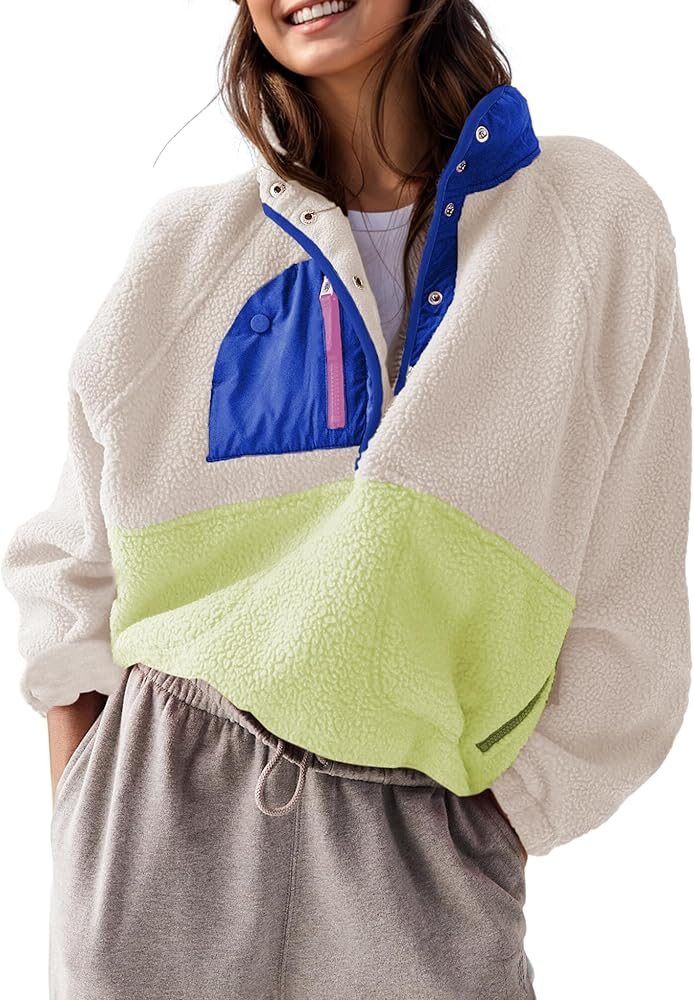 AMEBELLE Women’s Lightweight Fleece Pullover Jacket Cropped Fall Winter Fuzzy Sherpa Jacket Swe... | Amazon (US)