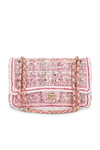 Chanel Tweed Double Flap Bag in Pink | FWRD 