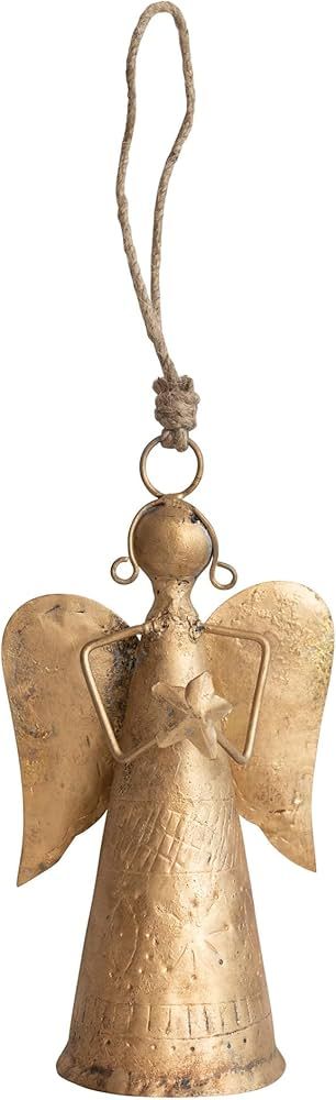 Creative Co-Op Metal Angel Bell Ornament, Antique Brass Finish | Amazon (US)