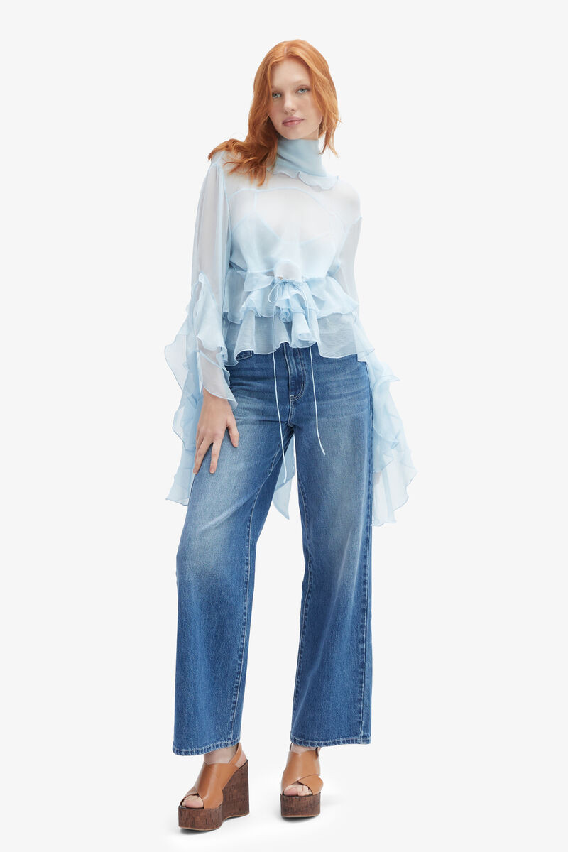 anyssa ruffle blouse in softblue | Bardot (US)