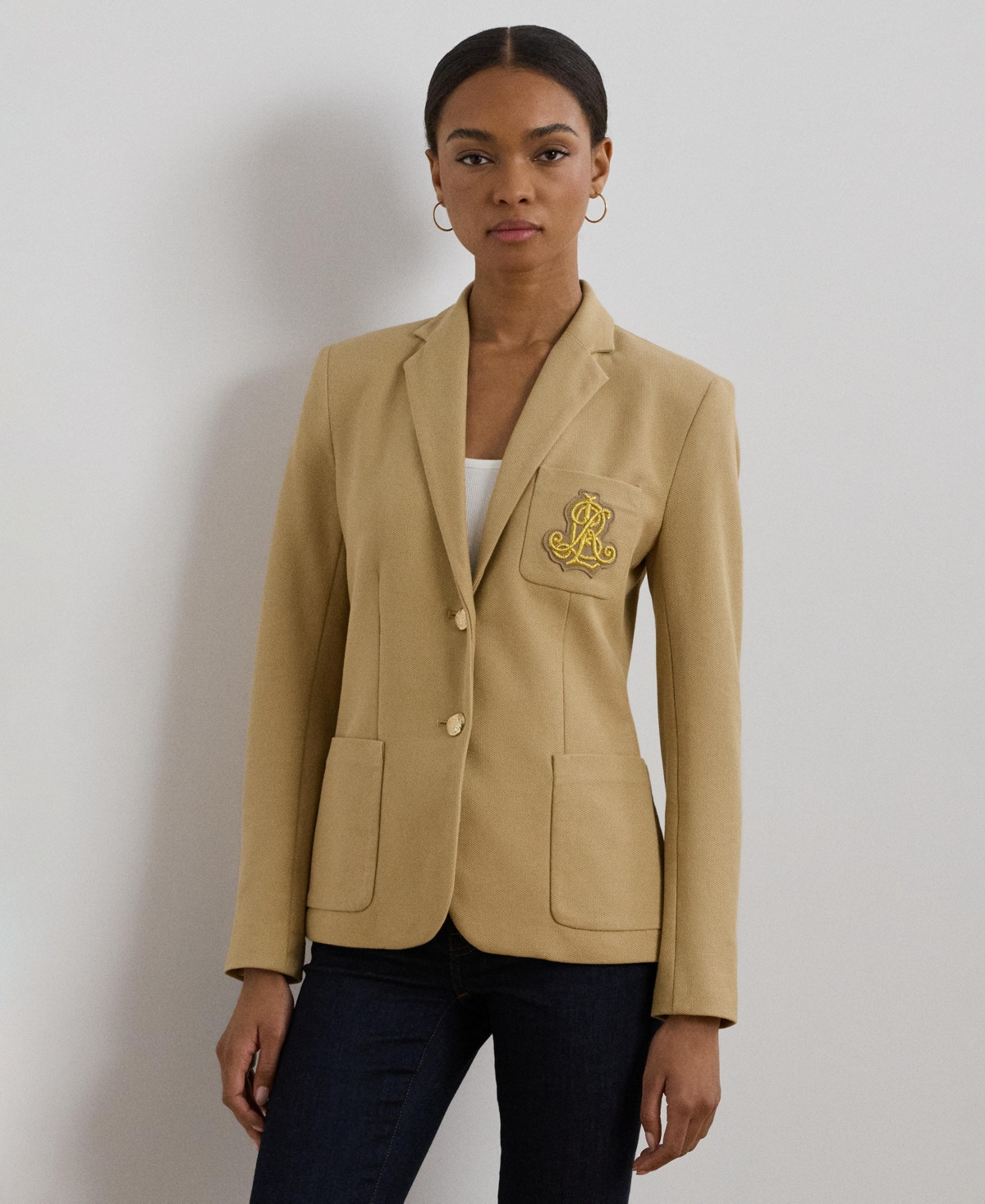 Lauren Ralph Lauren Bullion Jacquard Blazer - Birch Tan | Macy's