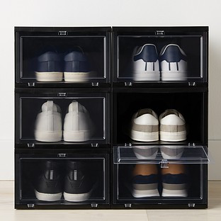 Large Black Drop-Front Shoe Box Case of 6 | The Container Store