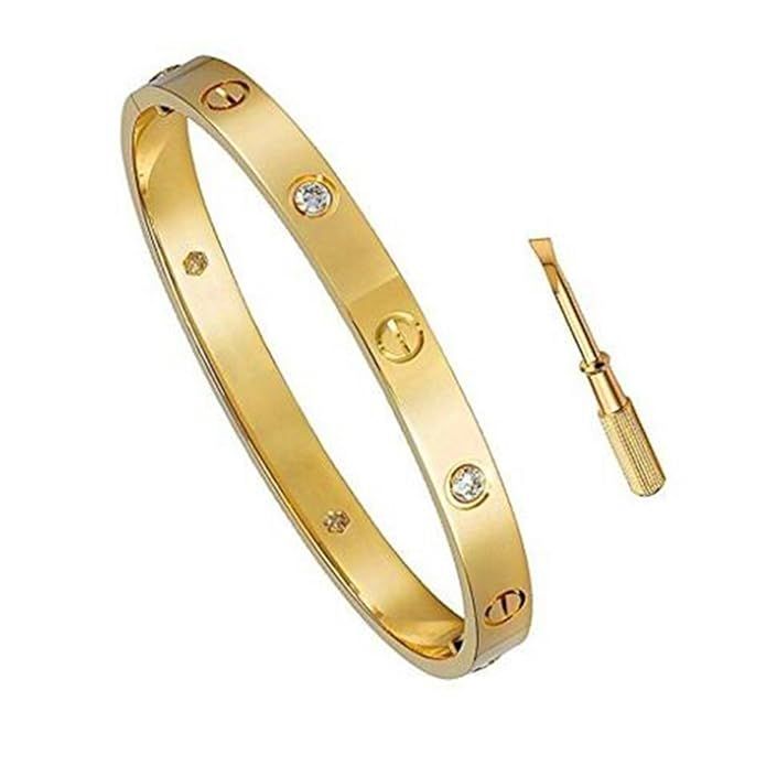 Women's Fashion Love Bracelet - Titanium Steel Screws and 3 Crystal Designs Bracelets | Amazon (US)