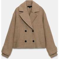 Zara - Soft Double-Breasted Short Coat - Mink - L - Woman | Zara US