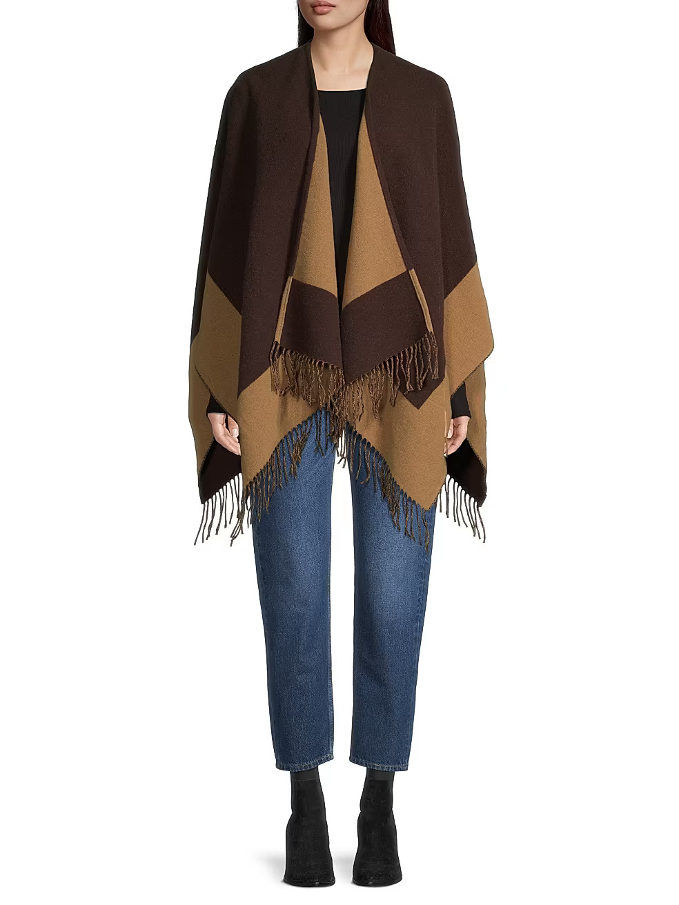 Highlands Wool Blend Reversible Poncho | Saks Fifth Avenue