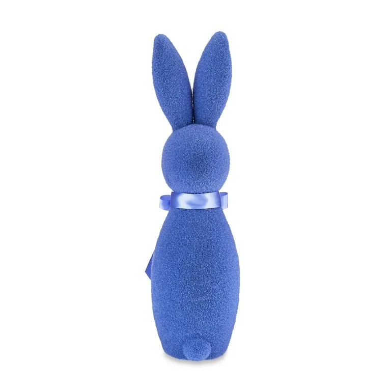 Way to Celebrate Easter Flocked Bunny Decor, Periwinkle Blue, 16" | Walmart (US)