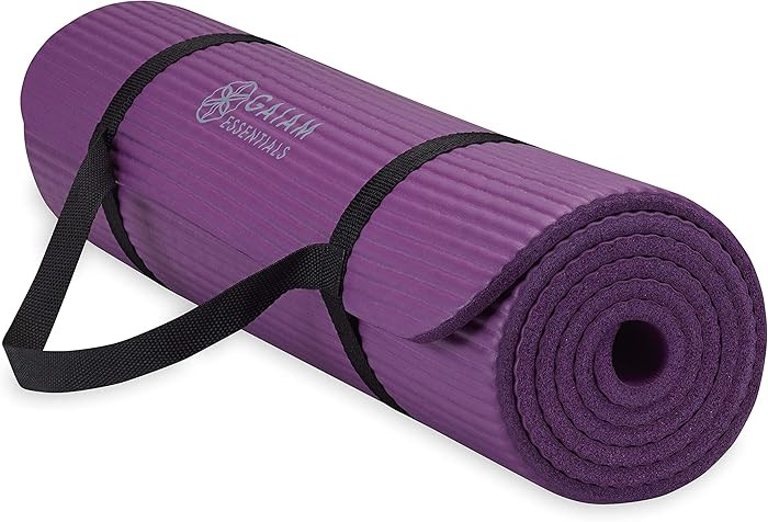 Gaiam Essentials 2/5" Thick (10mm) Yoga & Pilates, Fitness & Exercise Mat with Easy-Cinch Carrier... | Amazon (US)