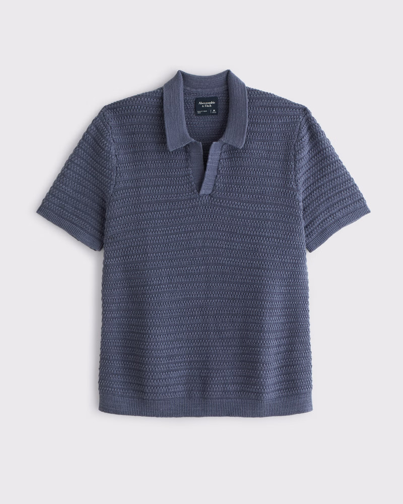 Men's Textural Striped Johnny Collar Sweater Polo | Men's Tops | Abercrombie.com | Abercrombie & Fitch (US)