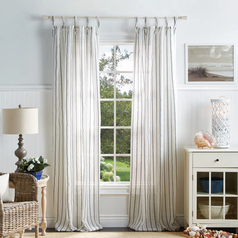 Laguna Striped Semi-Sheer Tab Top Curtain Panels | Wayfair North America