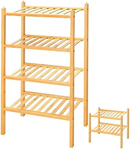 4 Tier Shoe Rack,100% Natural Bamboo Wooden Shoe Rack,Stackable Shoe Rack,Narrow Shoe Rack Organi... | Amazon (US)
