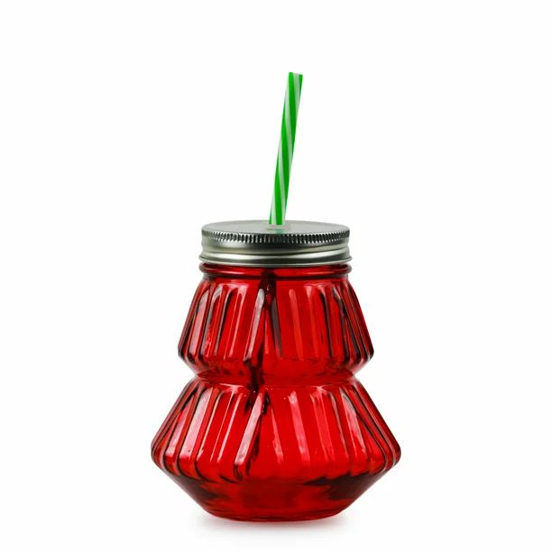 Holiday Time 24 Oz Red Glass Christmas Tree Beverage Sipper - Walmart.com | Walmart (US)