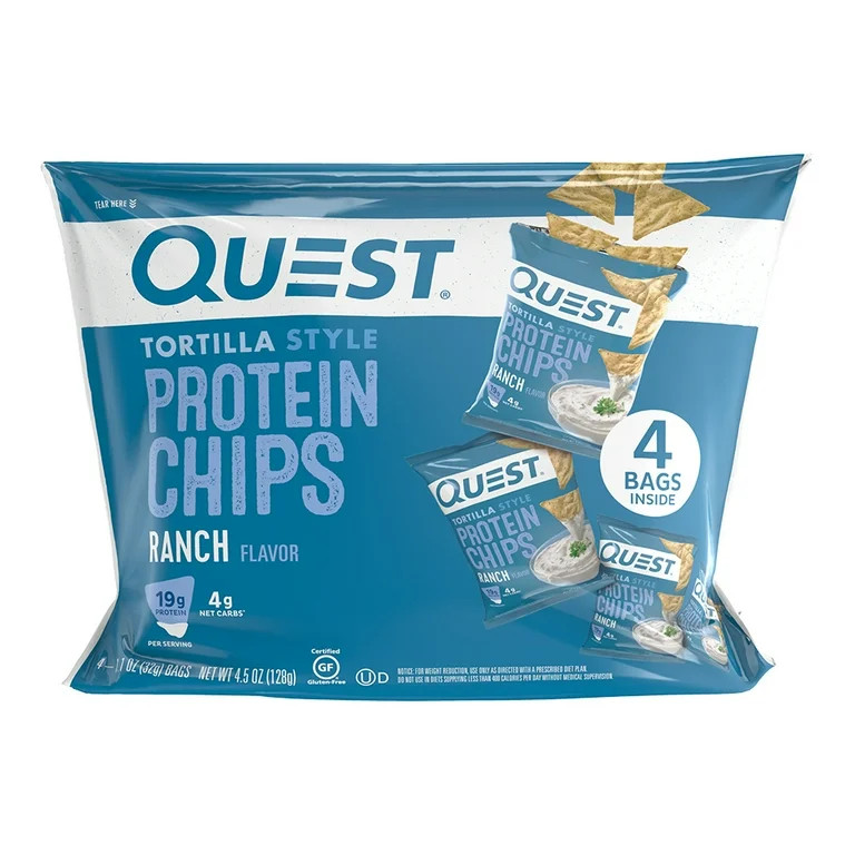 Quest Tortilla Style Protein Chips, Ranch, Baked, Gluten Free, 4 Count - Walmart.com | Walmart (US)