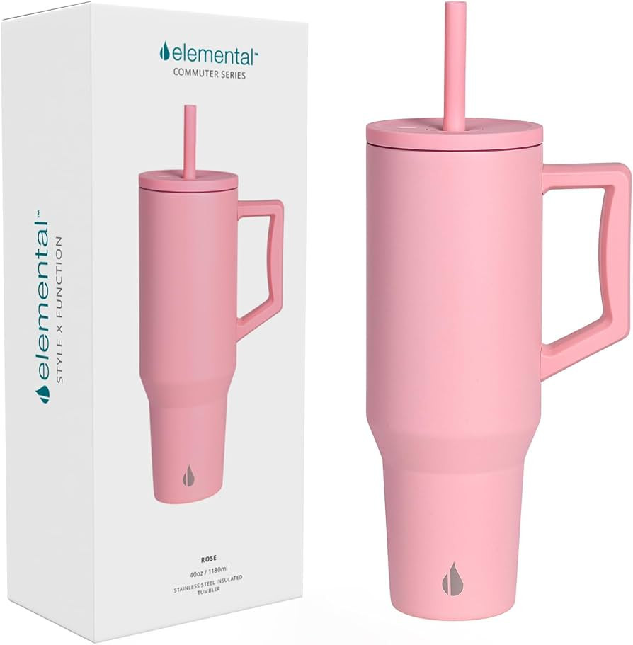 Elemental Commuter 40 oz Tumbler with Handle and Straw Lid | Travel Coffee Mug Spill Resistant | ... | Amazon (US)