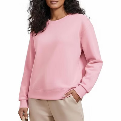 Pinspark Womens Sweatshirt Crewneck Long Sleeve Lightweight Soft Pullover Yoga Loose Fit Side Slit Sweatshirts Casual Fall-Pink-S | Target