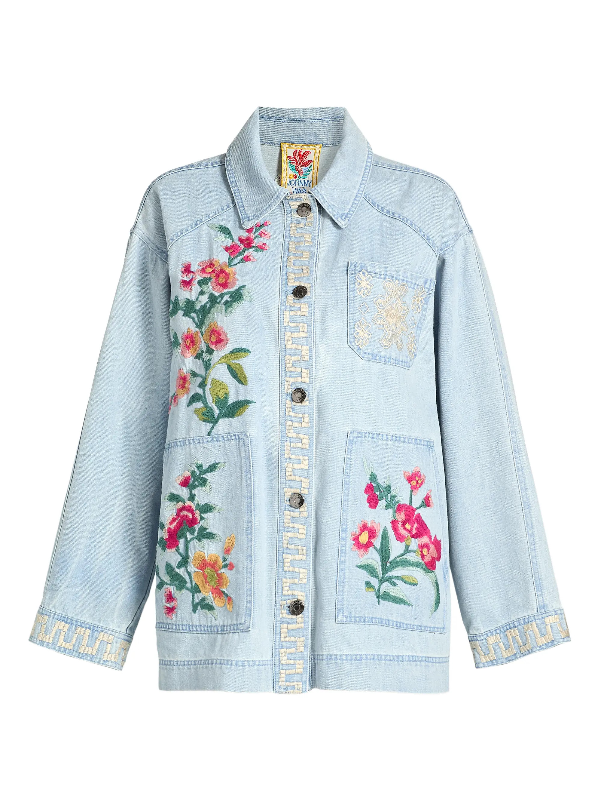 Sunnie Embroidered Oversized Denim Trucker Jacket | Saks Fifth Avenue