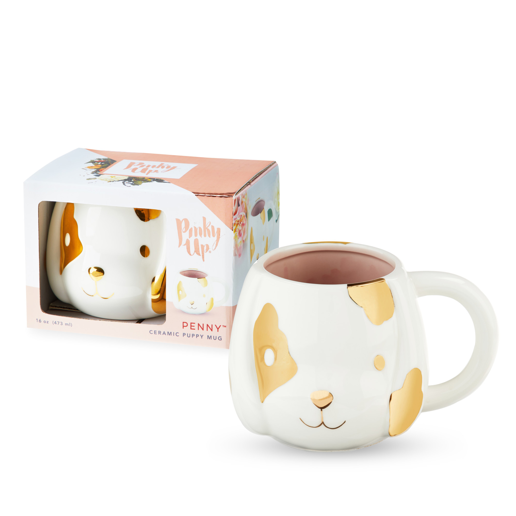 Pinky Up Penny Puppy Mug - 16 oz Dog Lovers Cute Coffee Cup and Tea Accessory, White and Pink Cer... | Walmart (US)