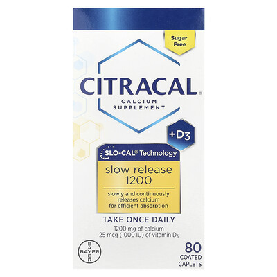 Citracal, Calcium Supplement + D3, Slow Release 1200 , 80 Coated Tablets | iHerb