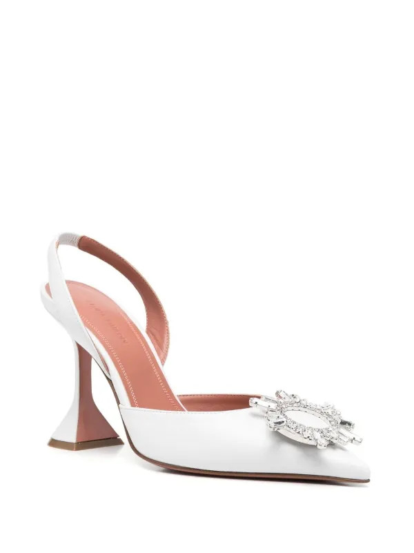 Amina Muaddi Begum 95mm Metallic Pumps - Farfetch | Farfetch Global