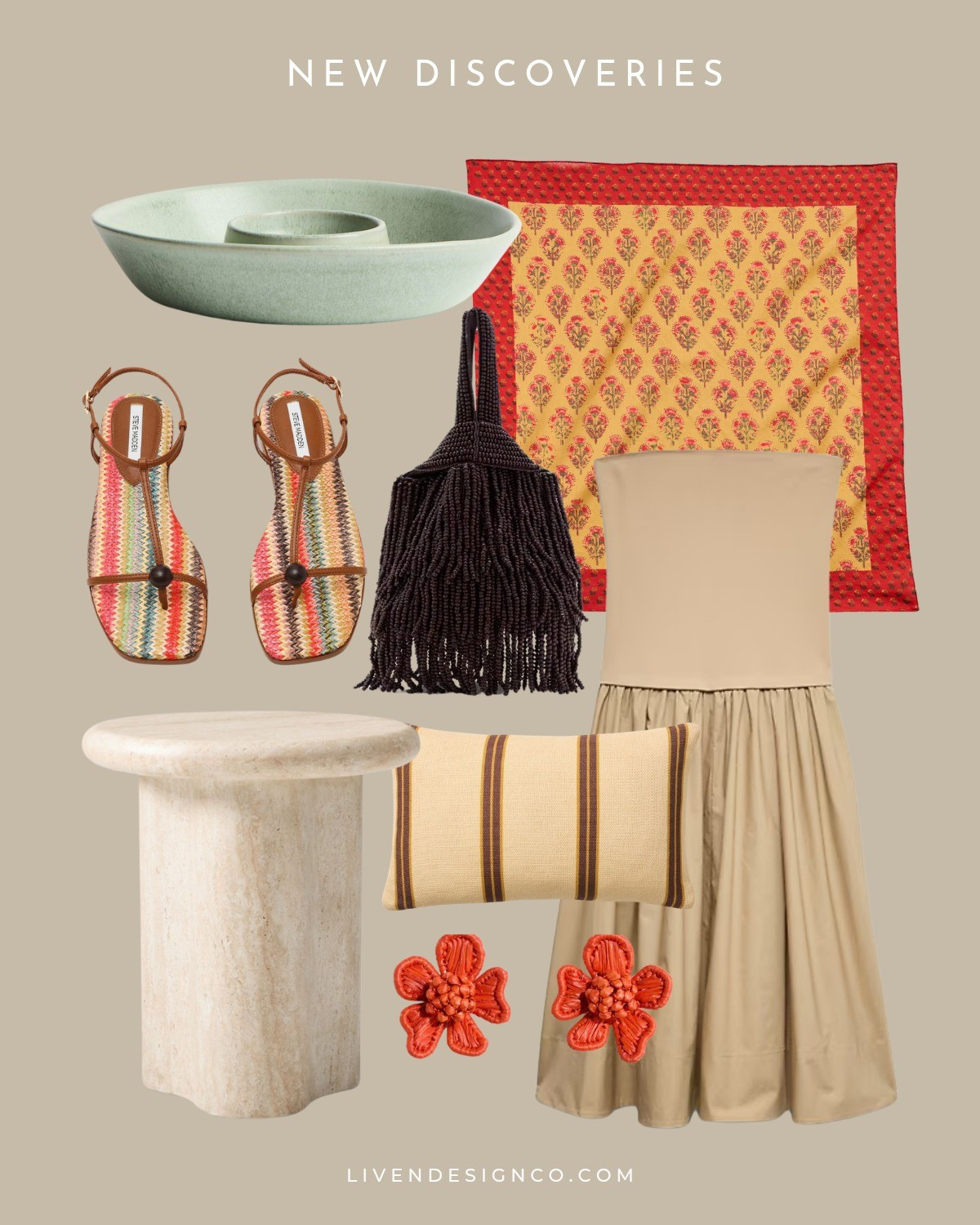 New discoveries. Beaded handbag. Serving dish. Bandana. Scarf. Outdoor pillows. Outdoor side table. Midi dress. Statement earrings. Flower earrings. 

#LTKSeasonal #LTKSaleAlert #LTKHome