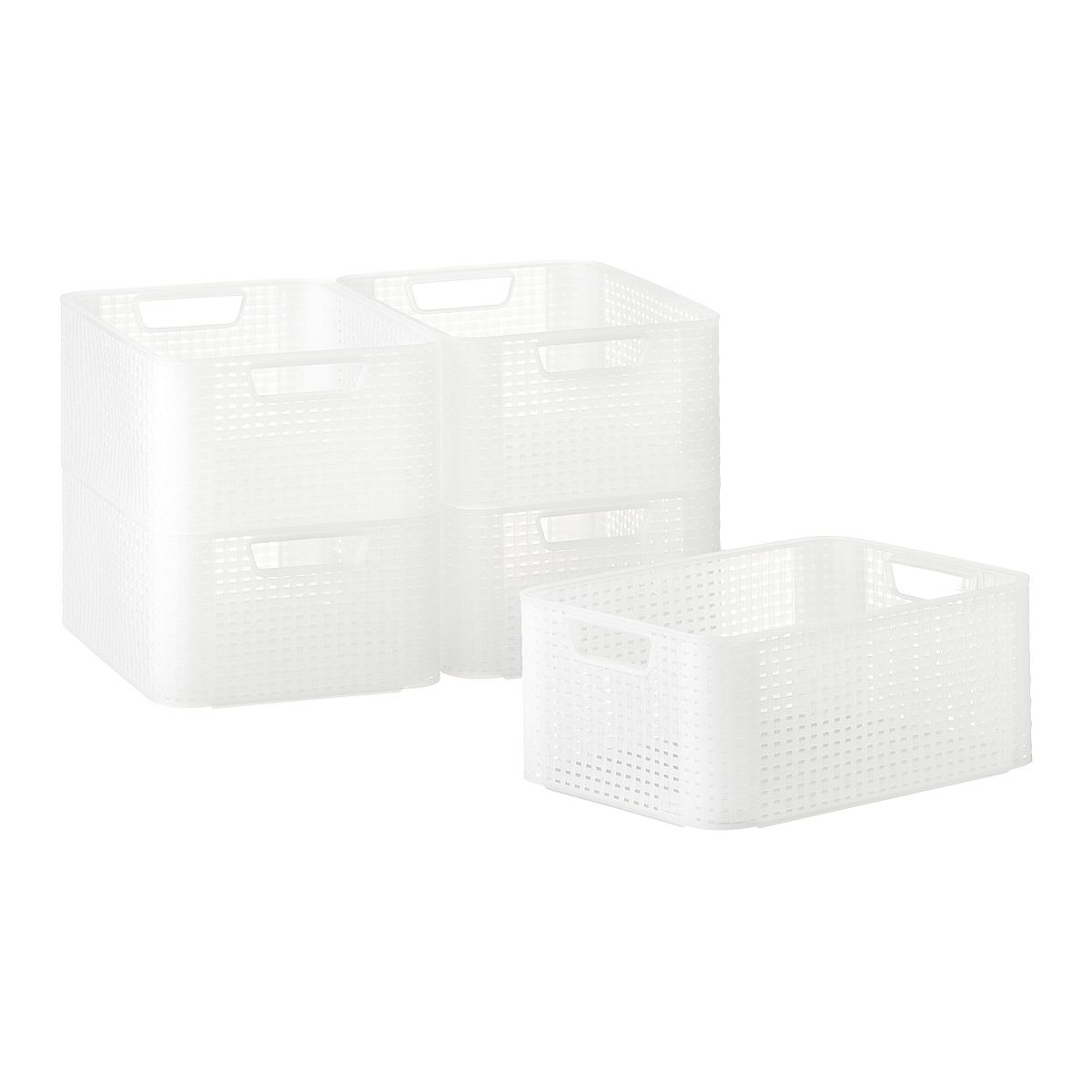 Curver Basketweave Storage Bin with Handles | The Container Store
