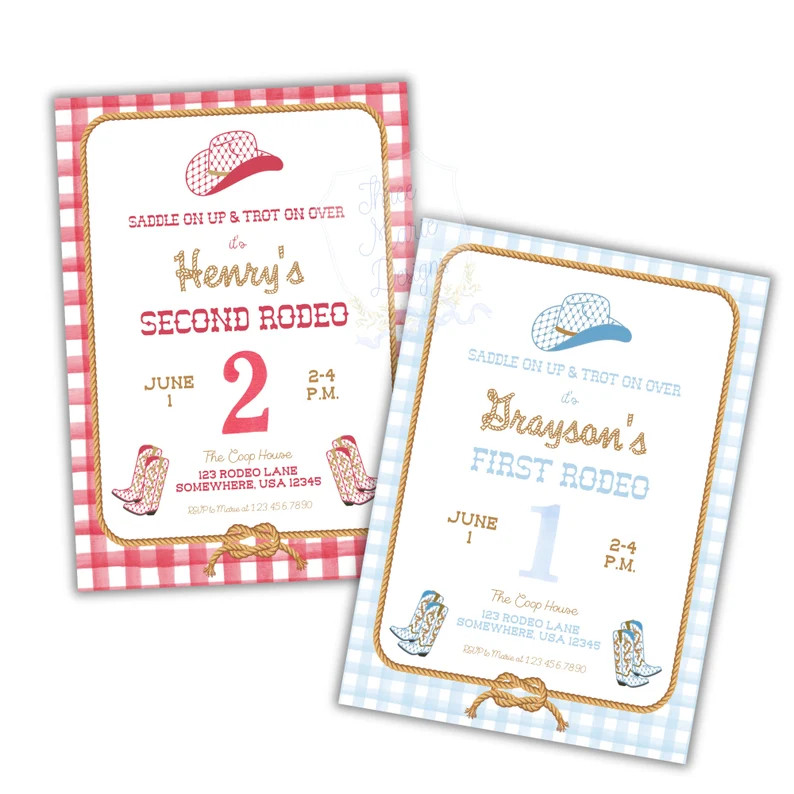First Rodeo Birthday Invite Second Rodeo Invitation Red Rodeo Invite Blue Rodeo Invite Western In... | Etsy (US)