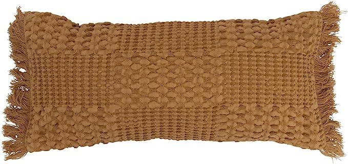 Creative Co-Op Woven Cotton Lumbar Fringe Pillow, 18" L x 8" W x 0" H, Brown | Amazon (US)