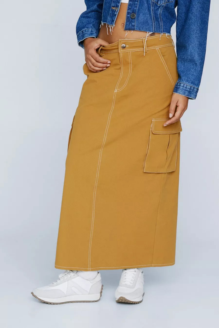 Twill Cargo Pocket Low Rise Midi Skirt | Nasty Gal UK (+IE)