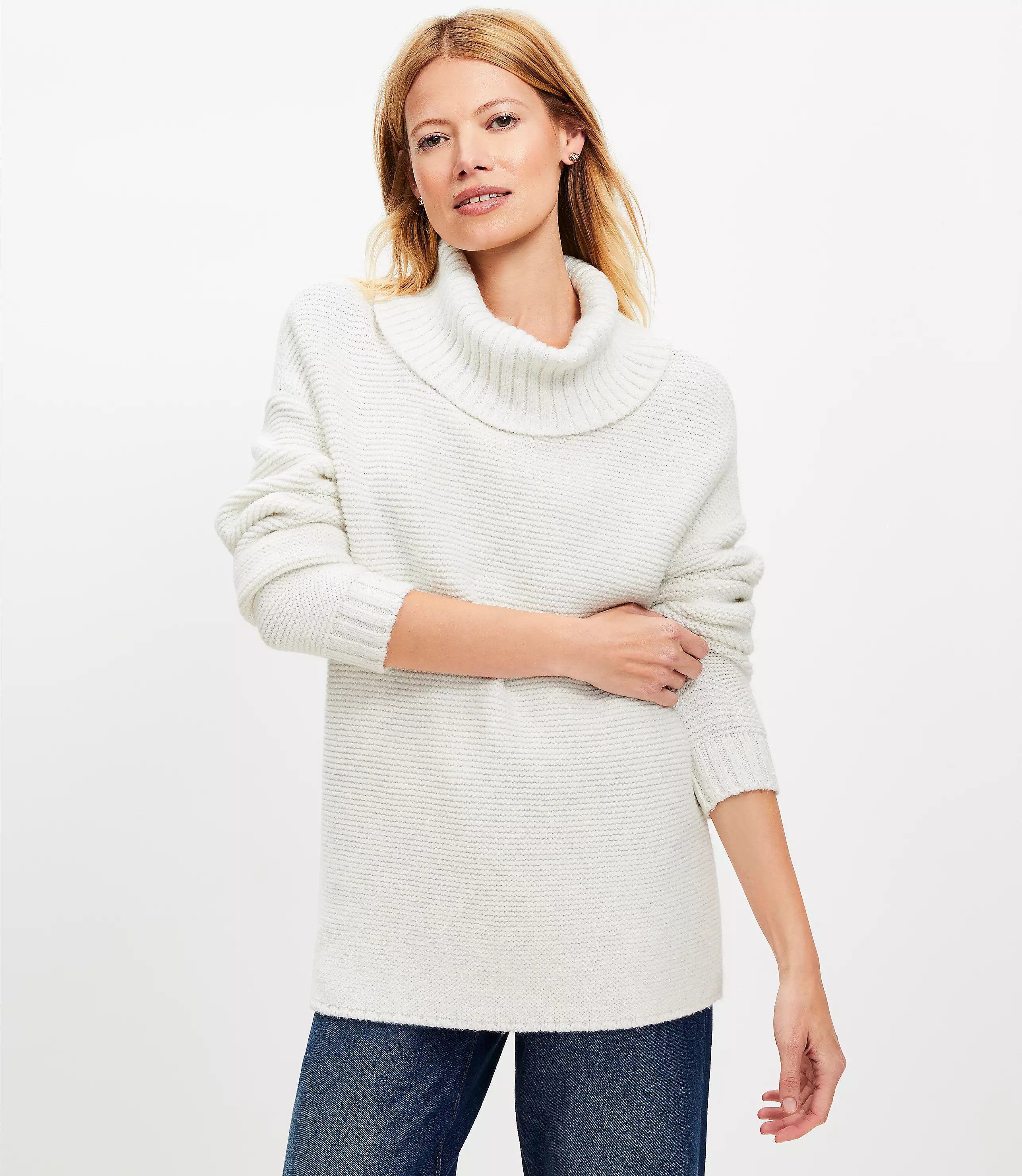Linked Turtleneck Tunic Sweater | LOFT