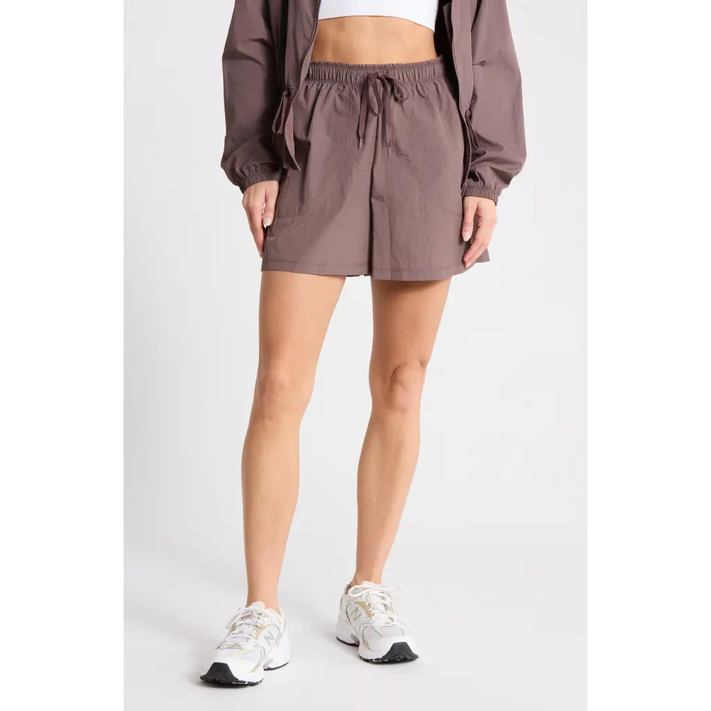 Z by Zella Breakaway Crinkled Long Shorts in Grey Plum at Nordstrom Rack, Size Large | Nordstrom Rack