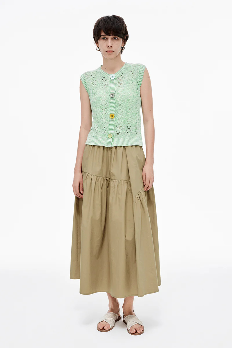 SELFWHO Linen Blend Hollow Knit Vest（Same style as Shen Yue） | SELFWHO