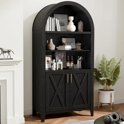 Gracie Oaks Arch Storage Cabinet With Beech-wooden Door, 5 Tier Farmhouse Buffet Cabinet, Arched Display Floor Cabinet With Storage For Dining Room/ho | Wayfair Professional