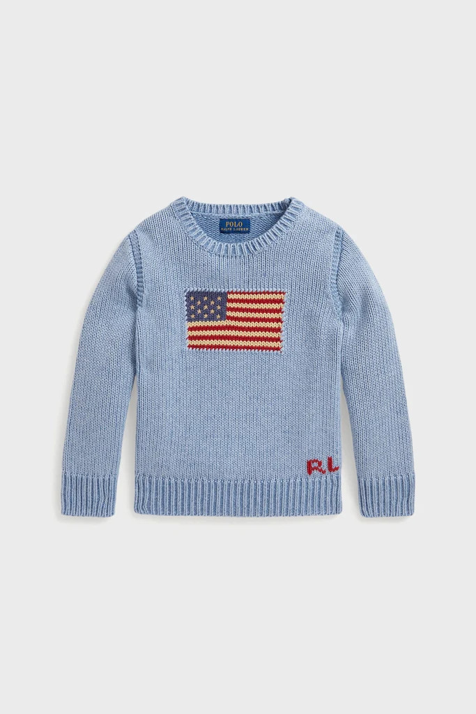 Little Boys Long-Sleeve Combed Cotton Flag Crewneck Sweater | Tuckernuck (US)