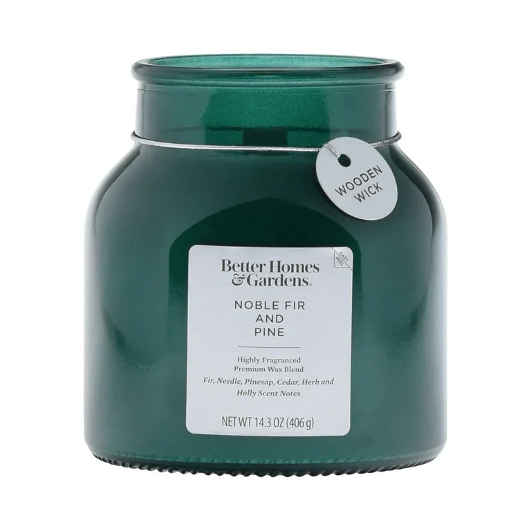 Better Homes & Gardens Noble Fir and Pine Scented Wooden Wick 14.3oz Jar Candle - Walmart.com | Walmart (US)