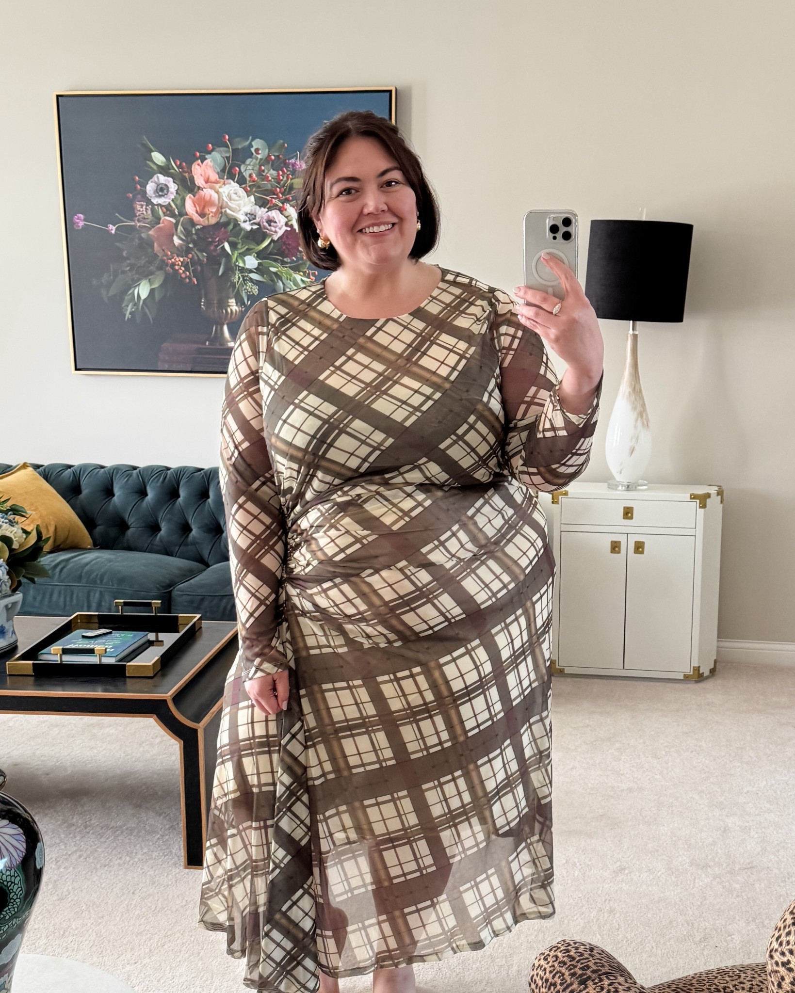 Ready for fall fashion! This plus size ruched plaid mesh dress will be cute with boots

#LTKPlusSize #LTKOver40