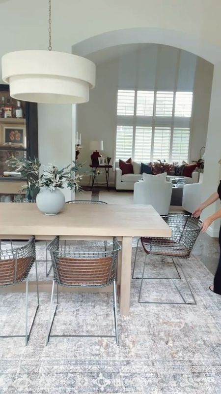 Just wanted to show how your dining room area rug should be large enough so that all your chairs still fit on it when they are pulled out. 👍🏻 

Also LOVE this area rug by Amber Lewis on Amazon! It’s perfect if you need an 8x11 size. 

#arearug #diningtable #diningset #diningroom #diningroomrug

#LTKhome