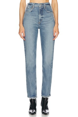 AGOLDE High Rise Stovepipe Jeans in Melody - Blue. Size 32 (also in 23, 24, 25, 26, 27, 28, 29, 30, 31). | FWRD 