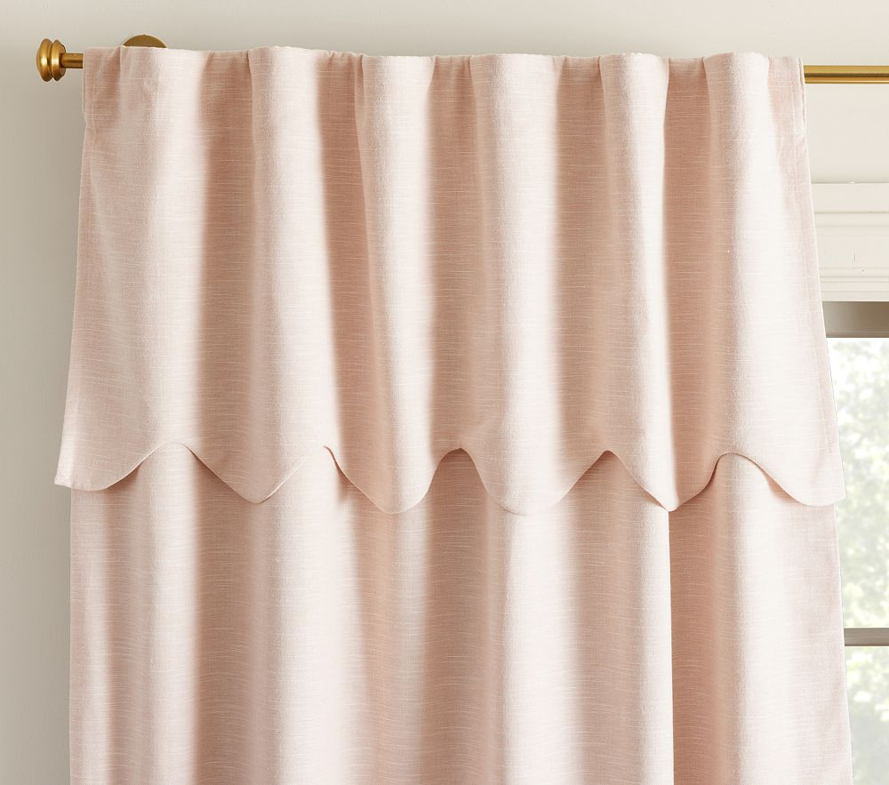 Evelyn Linen Scallop Valance Blackout Curtain | Pottery Barn Kids