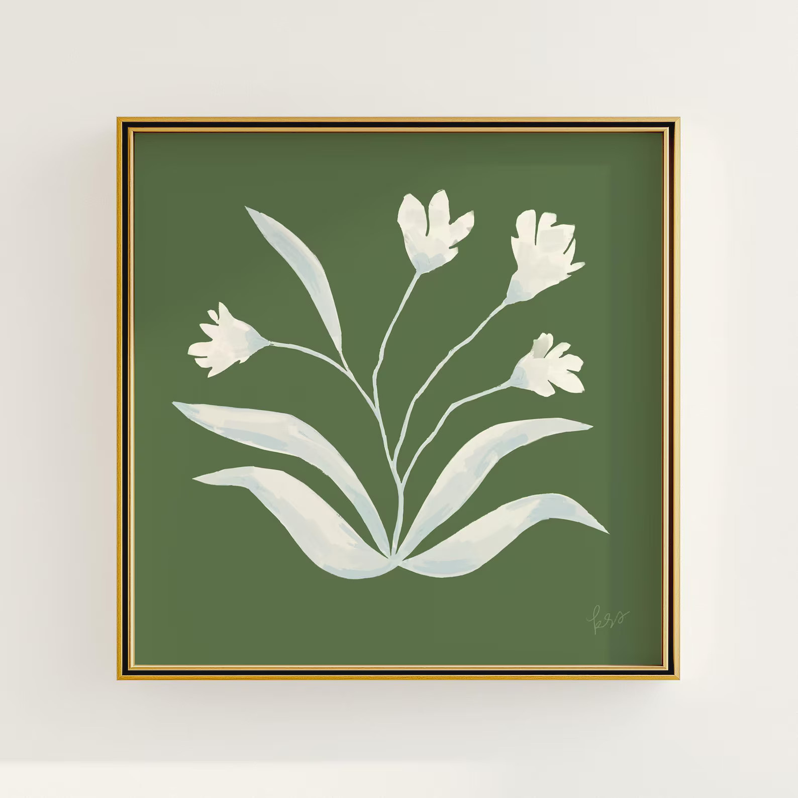 Modern Southern Floral Wall Art | Digital Download of Blue Green Flower Arrangement | Feminine Li... | Etsy (US)