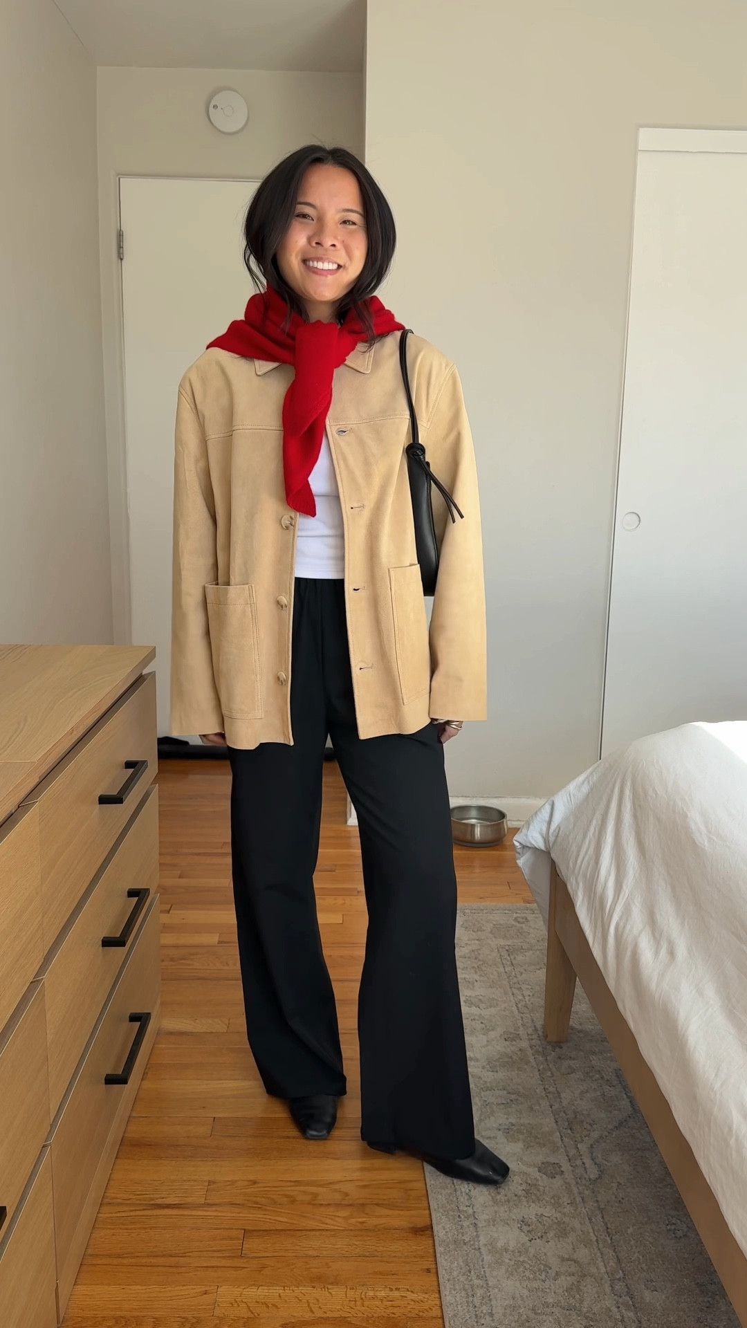 Jacket: size medium
Pants are MC, linked on Shopmy because I can’t link that brand on LTK! 
Tshirt: size medium 