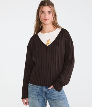 Ribbed V-Neck Sweater | Aeropostale