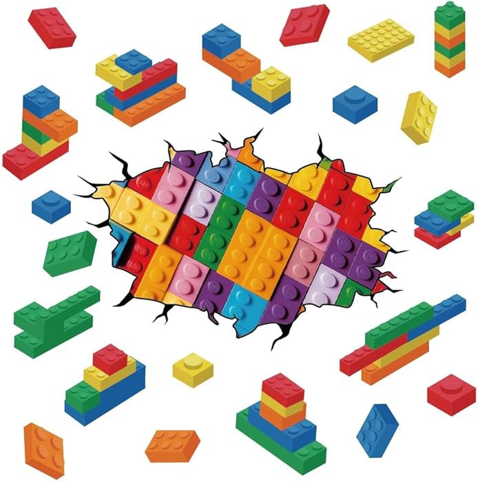 SUPERDANT Building Blocks Wall Stickers Colorful Blocks Decals Vinyl Art Decor DIY Break Through ... | Amazon (US)