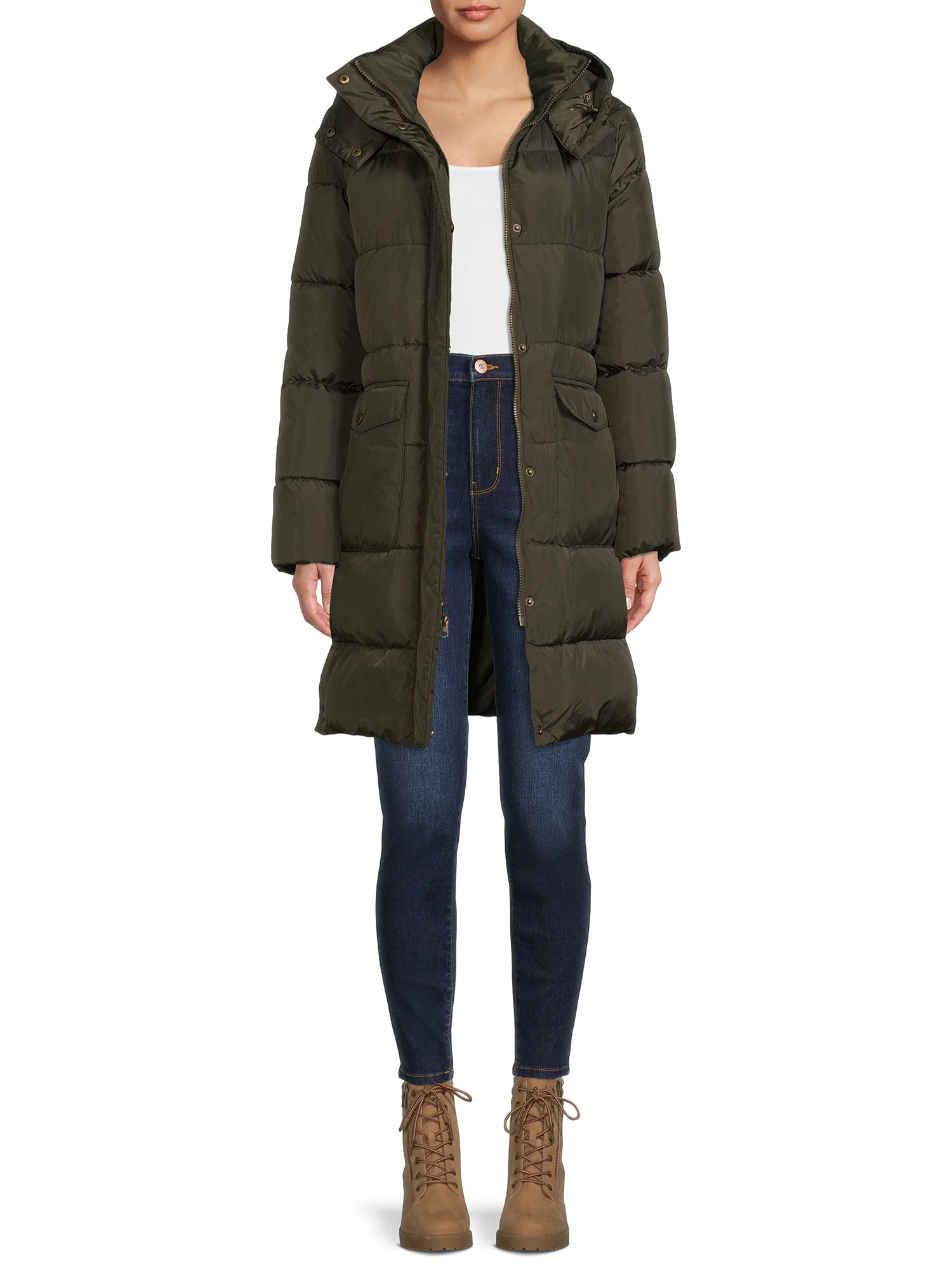 BCBG Paris Women's Long Puffer Coat with Hood - Walmart.com | Walmart (US)