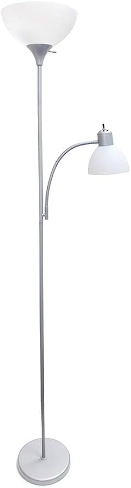 Simple Designs LF2000-SLV Mother-Daughter Floor Lamp with Reading Light, Silver | Amazon (US)